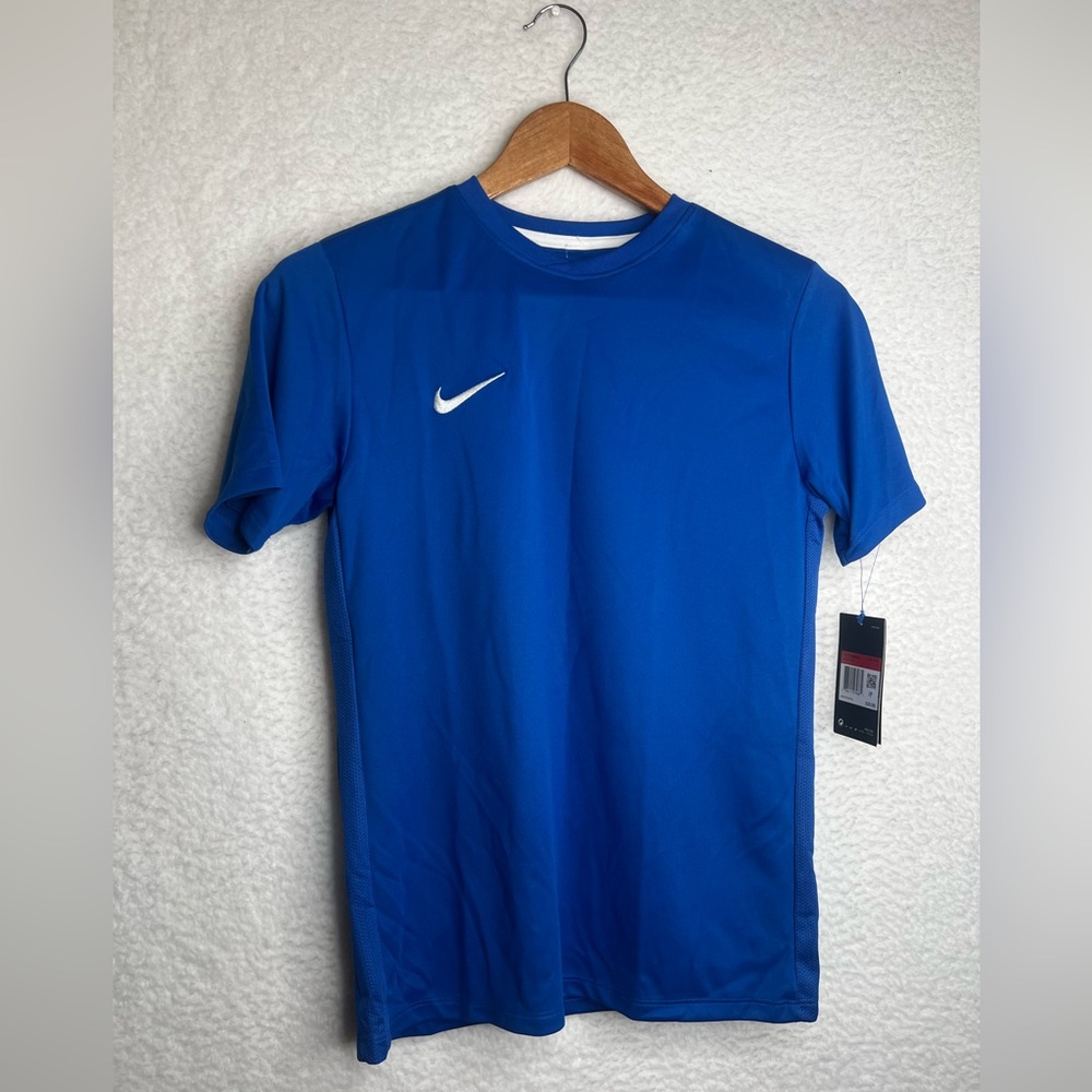NIKE Soccer‎ Jersey 899983 480 Youth Unisex Blue L Black White Logo School Sport